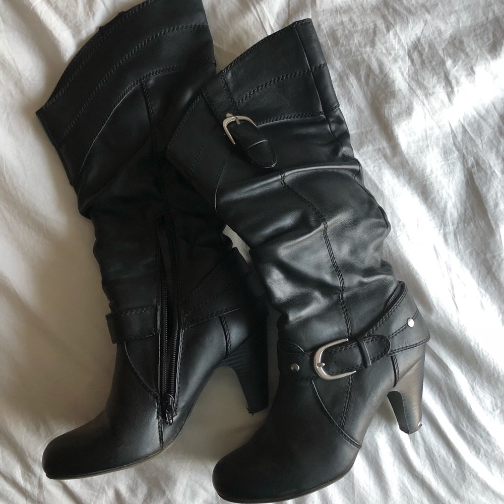 Heeled calf height boots